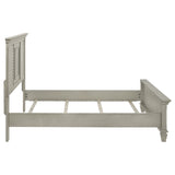Cama Queen con paneles de madera Franco en blanco desgastado
