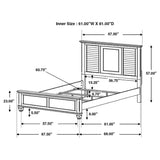 Cama Queen con paneles de madera Franco en blanco desgastado