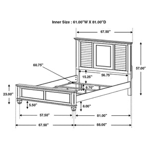 Cama Queen con paneles de madera Franco en blanco desgastado