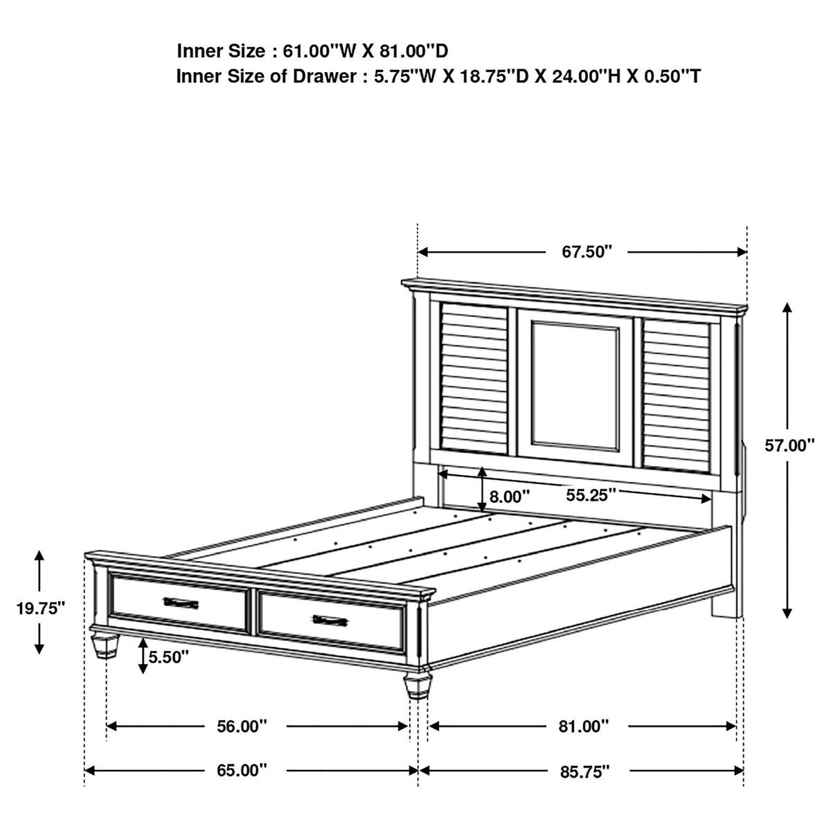 Juego de dormitorio Franco Queen de 5 piezas con almacenaje, color salvia desgastada