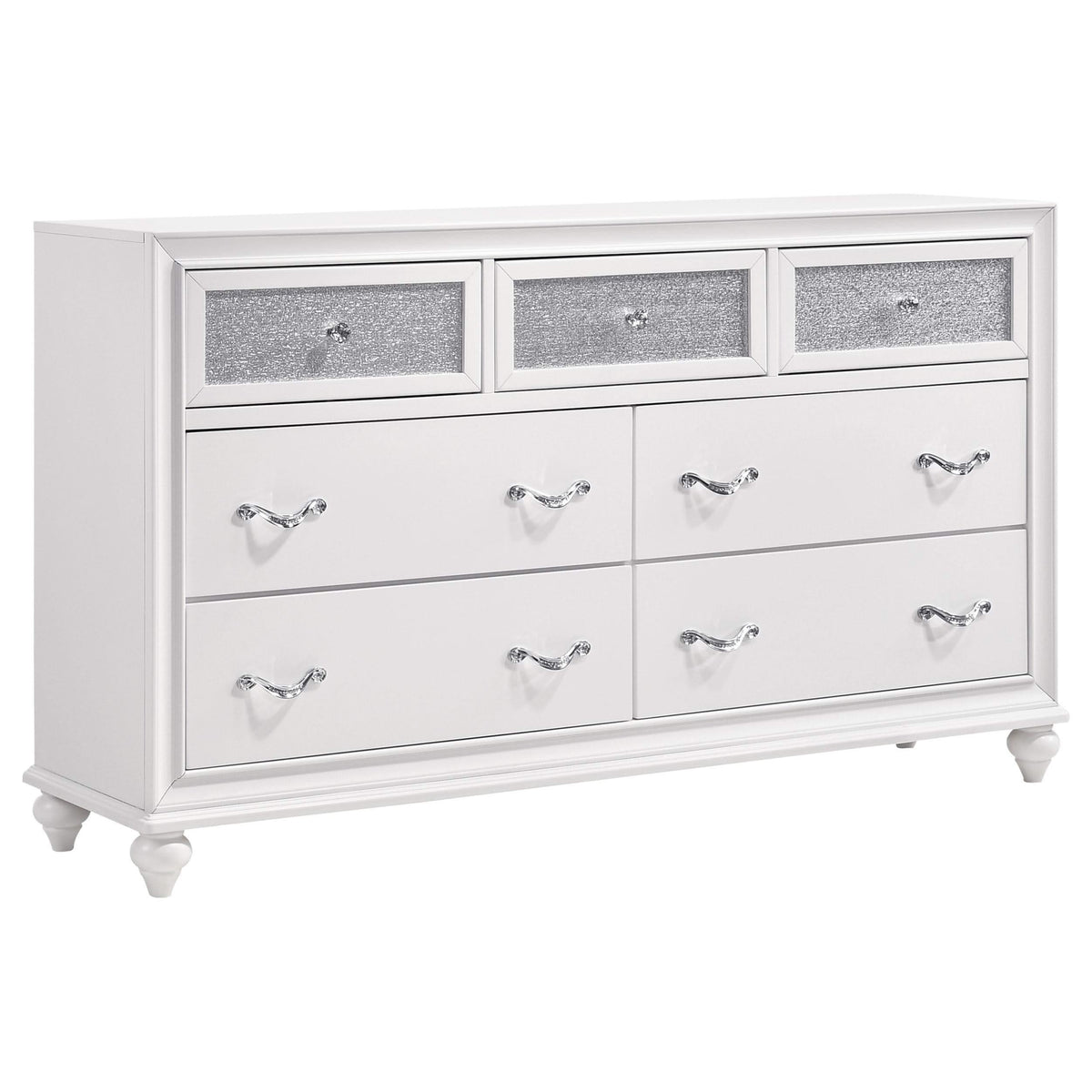 Juego de dormitorio Barzini Eastern King de 5 piezas, blanco