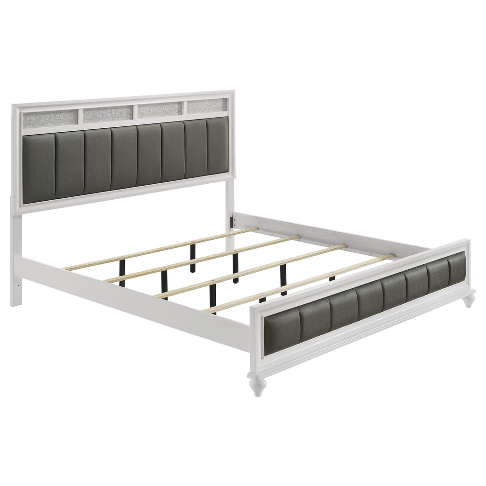 Cama King con paneles de madera Barzini Eastern, color blanco