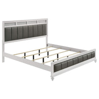 Cama King con paneles de madera Barzini Eastern, color blanco