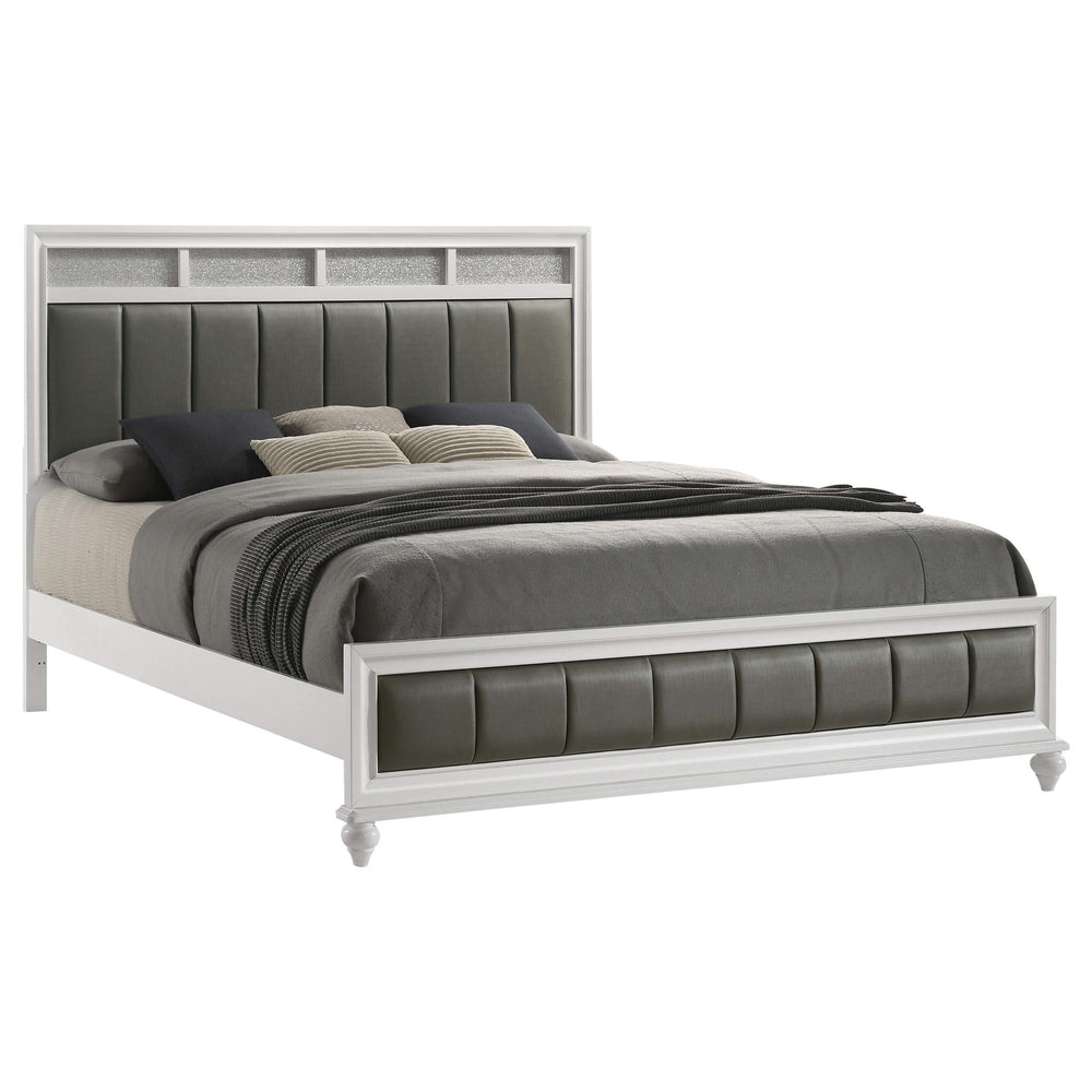 Cama King con paneles de madera Barzini Eastern, color blanco