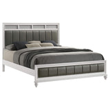 Cama King con paneles de madera Barzini Eastern, color blanco