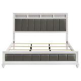 Cama King con paneles de madera Barzini Eastern, color blanco