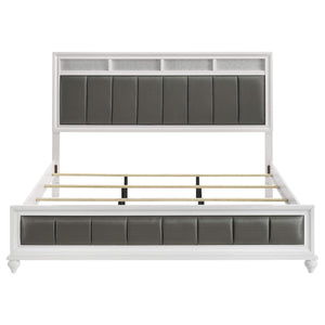 Cama King con paneles de madera Barzini Eastern, color blanco