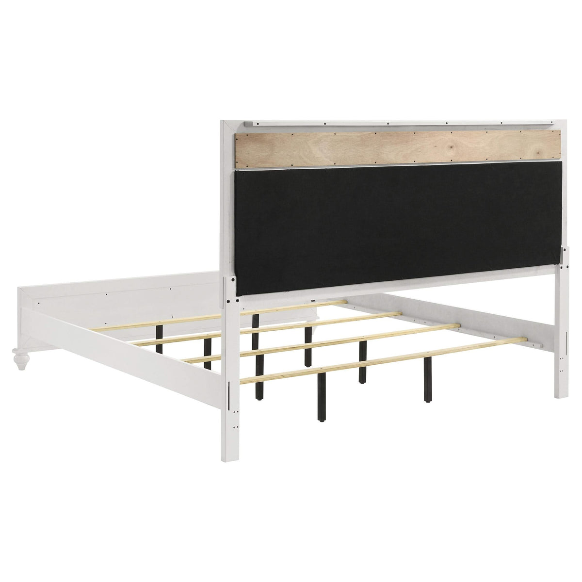 Cama King con paneles de madera Barzini Eastern, color blanco