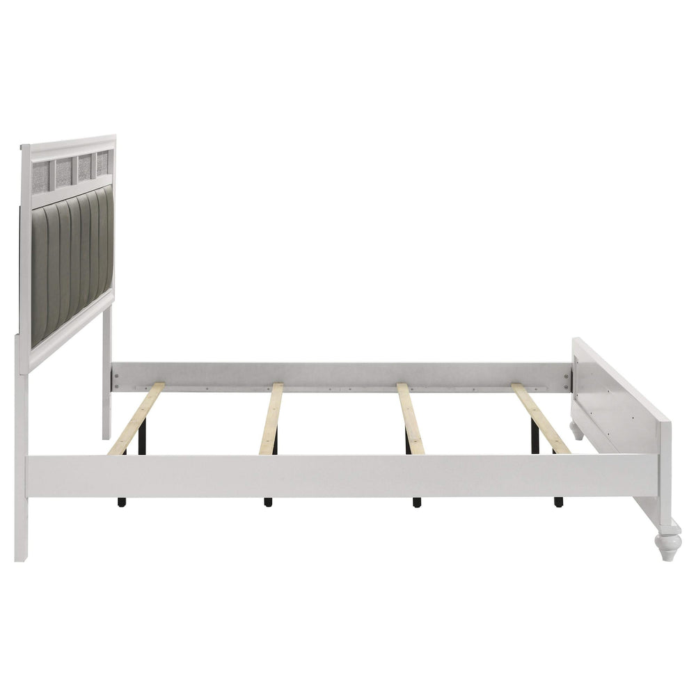 Cama King con paneles de madera Barzini Eastern, color blanco
