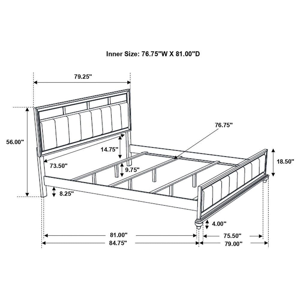 Cama King con paneles de madera Barzini Eastern, color blanco
