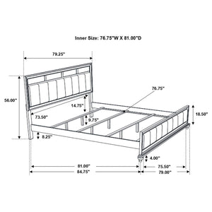 Cama King con paneles de madera Barzini Eastern, color blanco