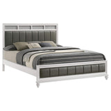 Cama California King con paneles de madera Barzini, color blanco