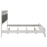 Cama California King con paneles de madera Barzini, color blanco