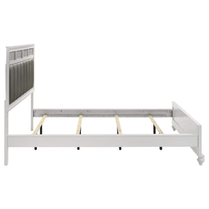 Cama California King con paneles de madera Barzini, color blanco