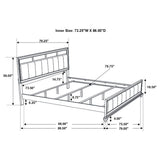 Cama California King con paneles de madera Barzini, color blanco