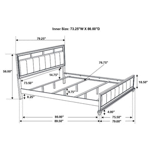 Cama California King con paneles de madera Barzini, color blanco