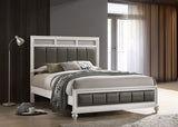 Cama Queen con paneles de madera Barzini, color blanco