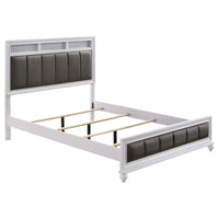 Cama Queen con paneles de madera Barzini, color blanco