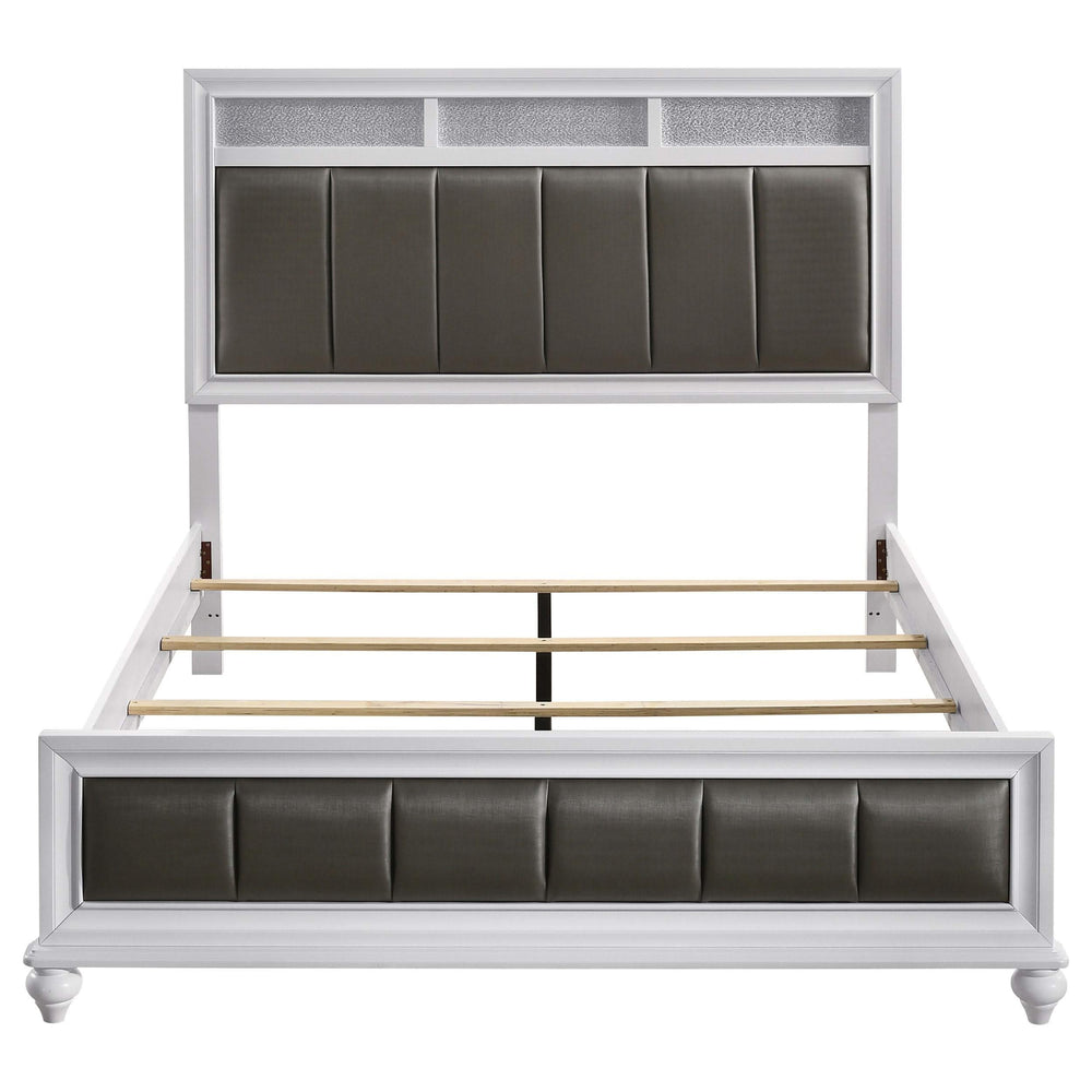 Cama Queen con paneles de madera Barzini, color blanco