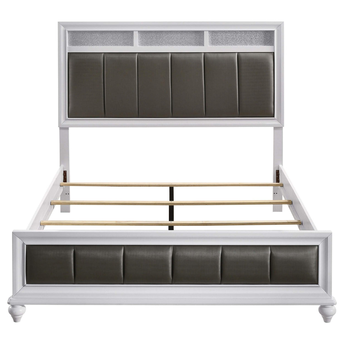 Cama Queen con paneles de madera Barzini, color blanco