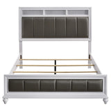 Cama Queen con paneles de madera Barzini, color blanco