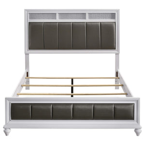 Cama Queen con paneles de madera Barzini, color blanco