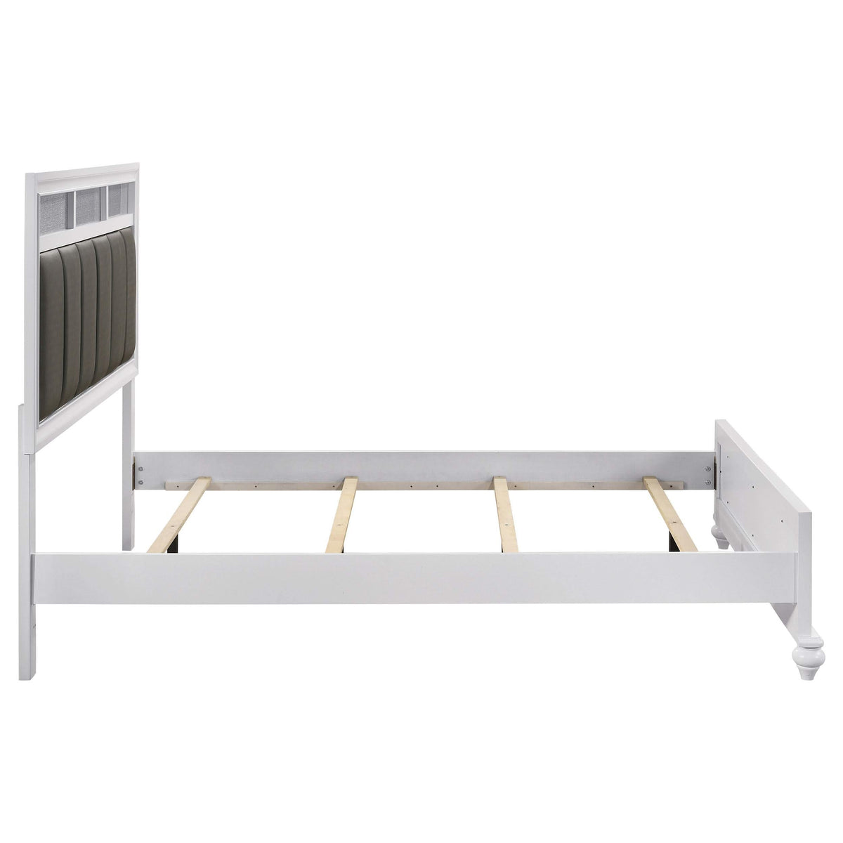 Cama Queen con paneles de madera Barzini, color blanco