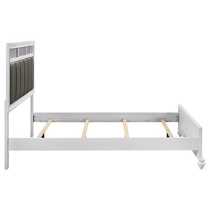 Cama Queen con paneles de madera Barzini, color blanco