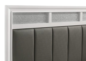 Cama Queen con paneles de madera Barzini, color blanco