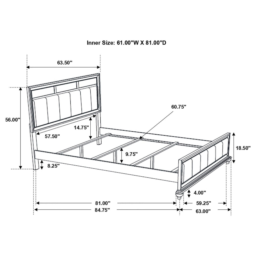 Cama Queen con paneles de madera Barzini, color blanco