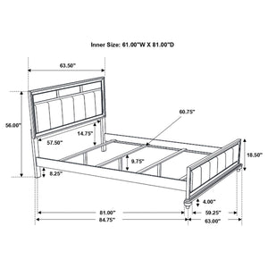Cama Queen con paneles de madera Barzini, color blanco