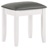 Taburete de tocador tapizado Barzini metálico y blanco