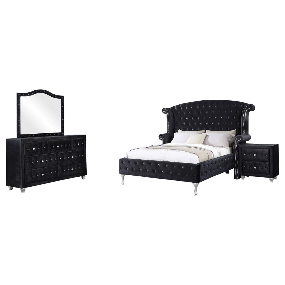 Juego de dormitorio Deanna de 4 piezas, estilo Eastern King, color negro