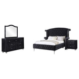 Juego de dormitorio Deanna de 4 piezas, estilo Eastern King, color negro