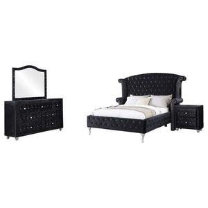 Juego de dormitorio Deanna de 4 piezas, estilo Eastern King, color negro