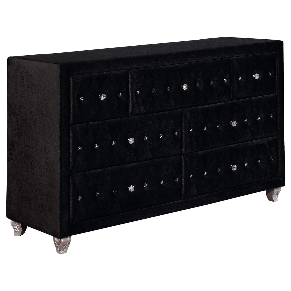Juego de dormitorio Deanna de 4 piezas, estilo Eastern King, color negro