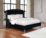 Cama King con respaldo alto tapizada Deanna, color negro
