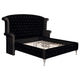Cama King con respaldo alto tapizada Deanna, color negro
