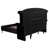 Cama King con respaldo alto tapizada Deanna, color negro