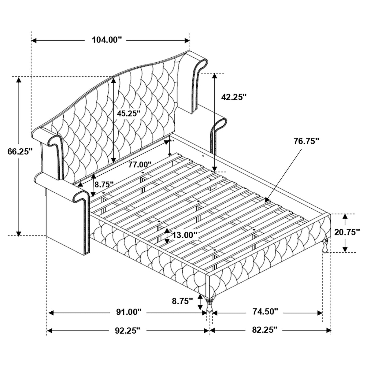 Juego de dormitorio Deanna California King de 4 piezas, color negro