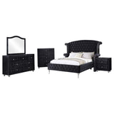 Juego de dormitorio Deanna California King de 5 piezas, color negro