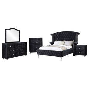 Juego de dormitorio Queen Deanna de 5 piezas, color negro