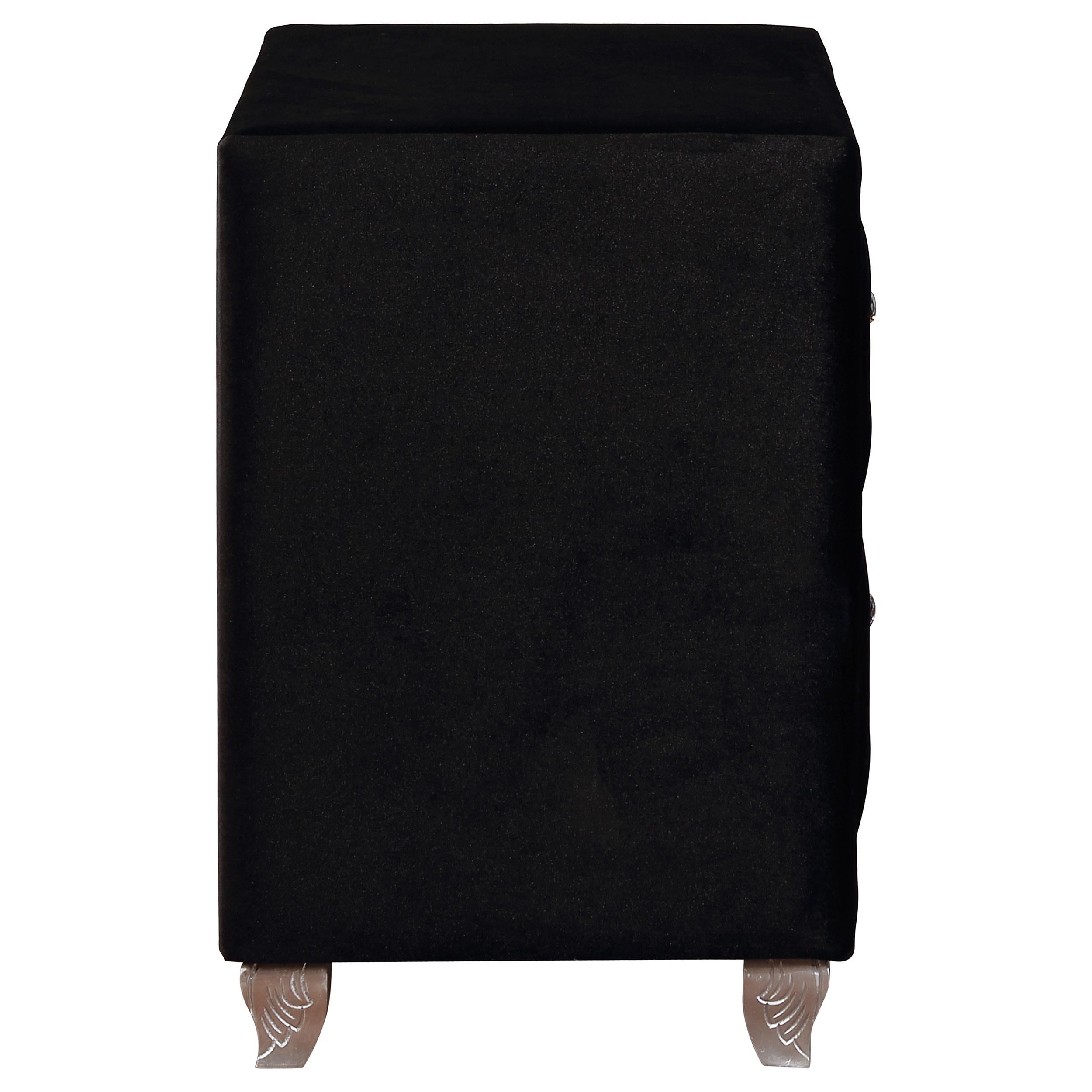 Deanna Upholstered 2-drawer Nightstand Black