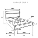 Cama tapizada Miranda California King de 54 pulgadas, color negro