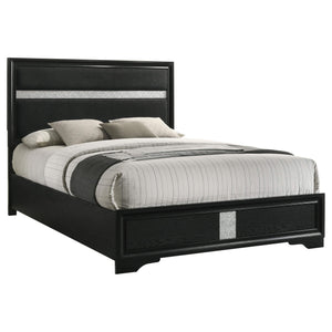 Cama Queen tapizada Miranda de 54 pulgadas, color negro