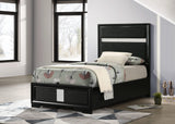 Cama individual tapizada Miranda de 54 pulgadas, color negro