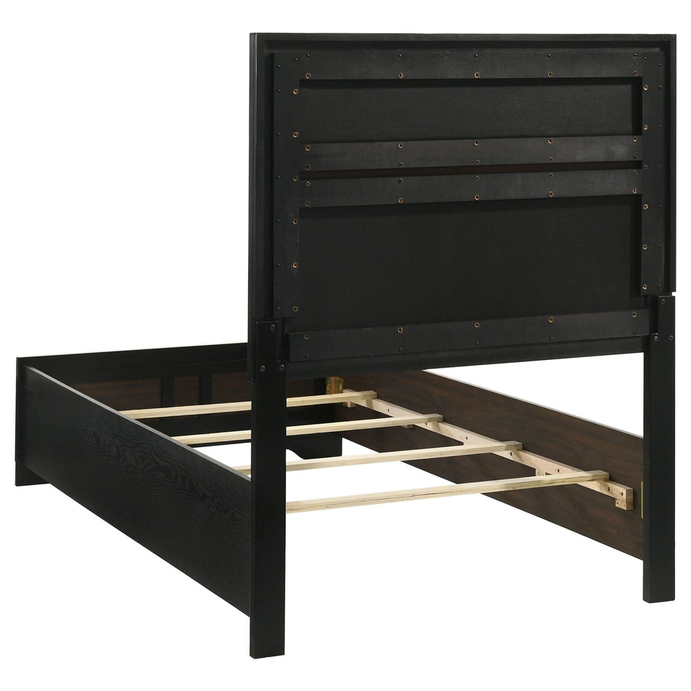 Cama individual tapizada Miranda de 54 pulgadas, color negro