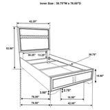 Cama individual tapizada Miranda de 54 pulgadas, color negro