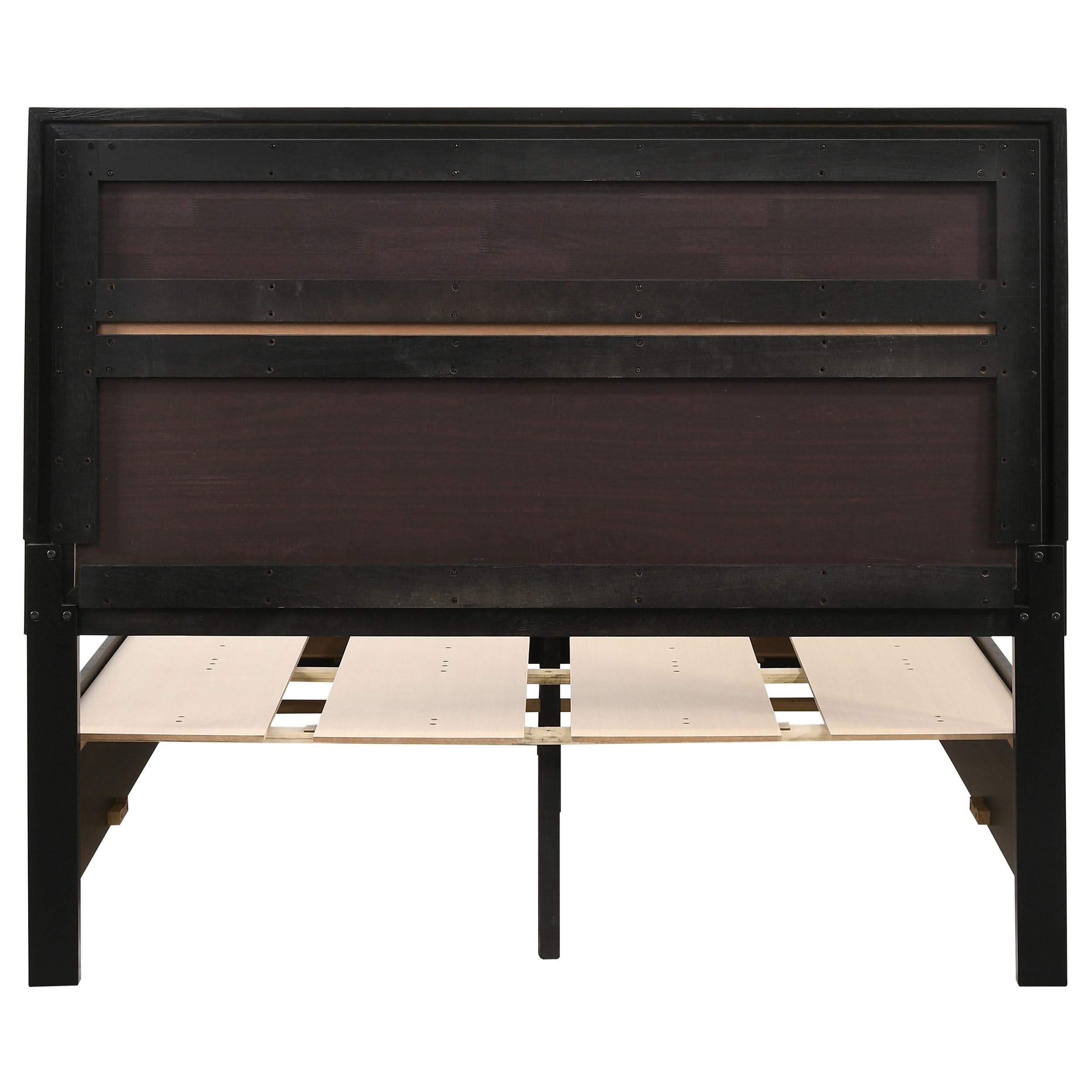 Cama Miranda de 51 pulgadas con paneles de madera y almacenamiento, color negro