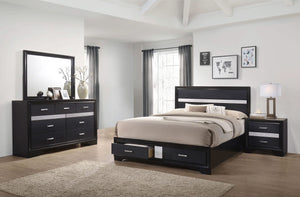 Juego de dormitorio Miranda Eastern King de 4 piezas, color negro